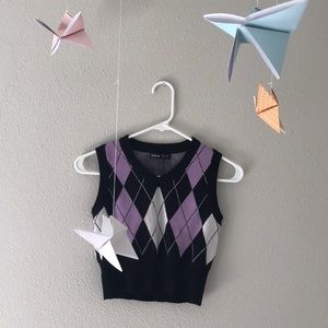Purple & White Argyle Sweater Vest